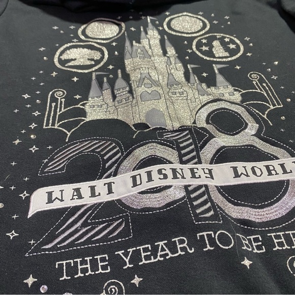 Disney Parks Disney World 2018 Full Zip Hoodie Black w/Front & Back Graphic, L - Picture 5 of 10
